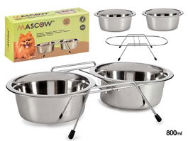 MASCOW Set 2 Comederos Acero Inoxidable para Mascota 800ml por Comedero 35x18.5x9cm (Set de 12)