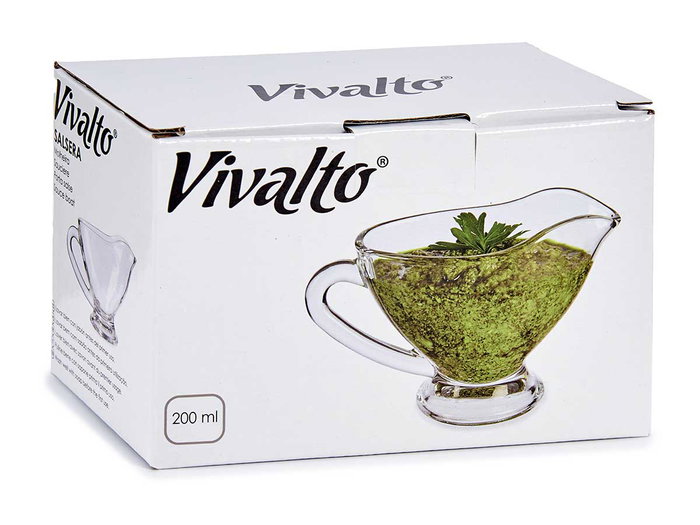 Vivalto Salsera Vidrio Mediana 200 ml Transparente 14.5x9x7 cm (Set de 36)