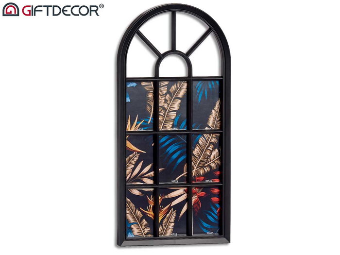 Giftdecor Portafotos Múltiple Ventana Negro 34.5 x 69.5 x 2.5 cm (Set de 6)