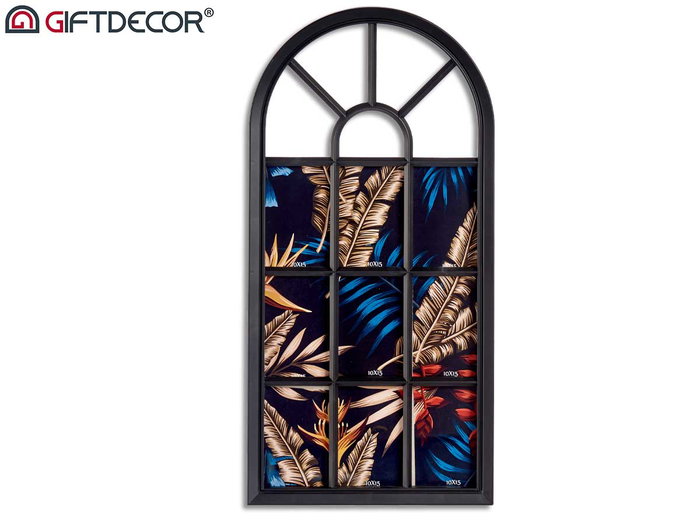 Giftdecor Portafotos Múltiple Ventana Negro 34.5 x 69.5 x 2.5 cm (Set de 6)