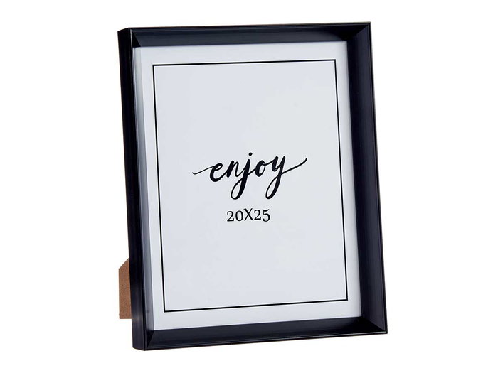 Giftdecor Portafoto Plástico Negro Moldura 20x25 cm con Apoyapie y Gancho para Colgar (Set de 24)