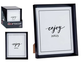 Giftdecor Portafoto Plástico Negro Moldura 20x25 cm con Apoyapie y Gancho para Colgar (Set de 24)