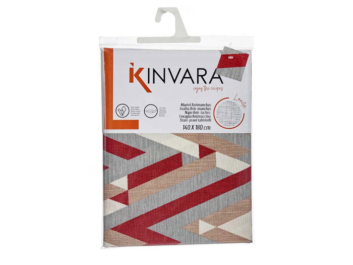 Kinvara Mantel Loneta Antimanchas 140x180 cm Rayas Granate (Set de 10)