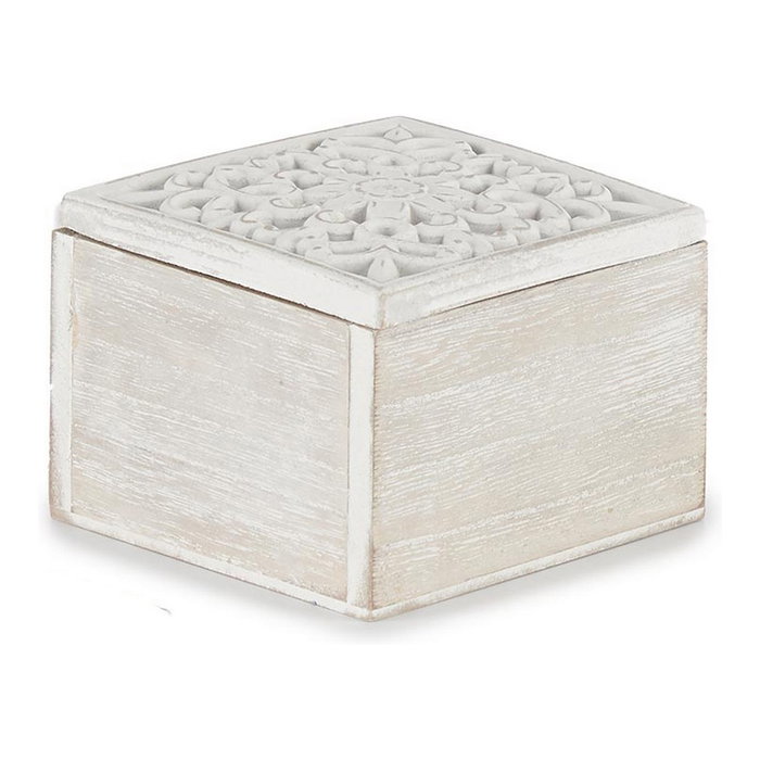 GIFTDECOR Caja calada madera cuadrada blanco GIFTDECOR Caja calada madera cuadrada blanco