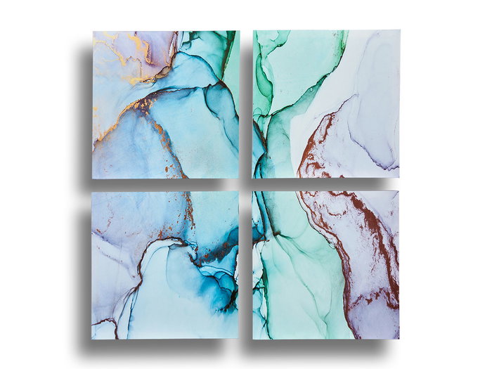 Giftdecor Set 4 Lienzo Mármol Azul 35x35 cm (Set de 6)