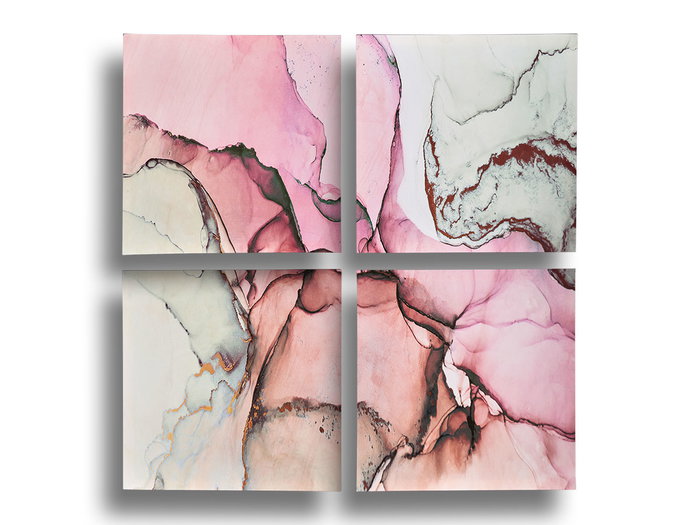 Giftdecor Lienzo 4 Piezas Mármol Rosa 35x35 cm (Set de 6)