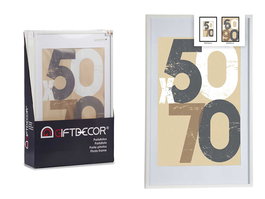 Giftdecor Portafoto Pared Madera Paspartu Blanco 50x70cm (Set de 6)