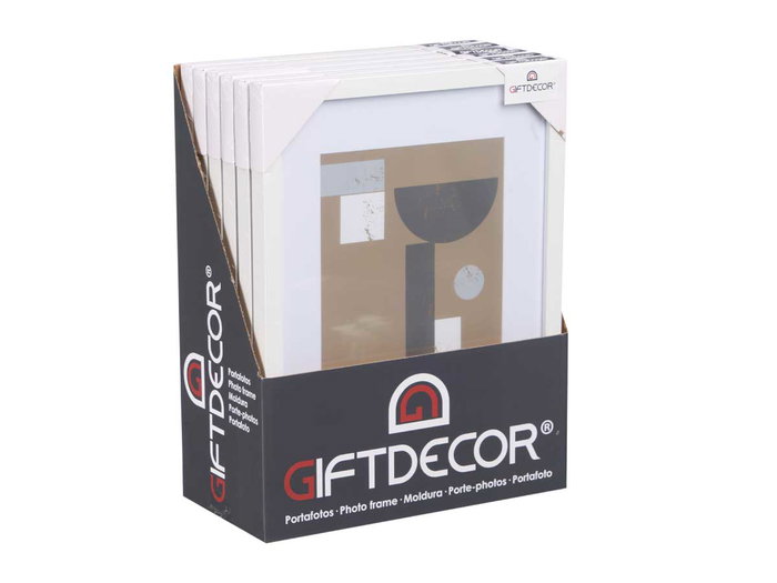 Giftdecor Portafoto Pared Madera con Paspartú Blanco 21x30 cm