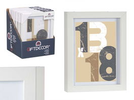 Giftdecor Portafoto Pared Madera Paspartu Blanco 13x18cm (Set de 12)
