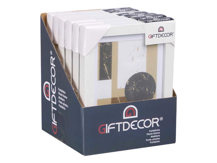 Giftdecor Portafoto Pared Madera Paspartu Blanco 13x18cm (Set de 12)