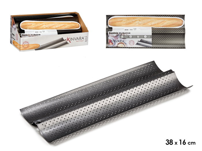 Kinvara Bandeja de Pan Metal Gris Oscuro Antiadherente 38 cm (Set de 24) Kinvara Bandeja de Pan Metal Gris Oscuro Antiadherente 38 cm (Set de 24)