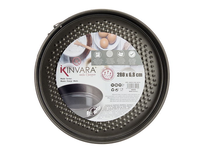 Kinvara Molde Redondo Metal Ajustable 28 cm Antiadherente Gris Oscuro Acero Carbono Apto Horno (Set de 12)