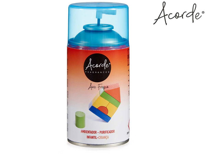 Acorde Recambio Ambientador Aerosol Infantil 250 ml 6,5x14,5x6,5 cm (Set de 6)