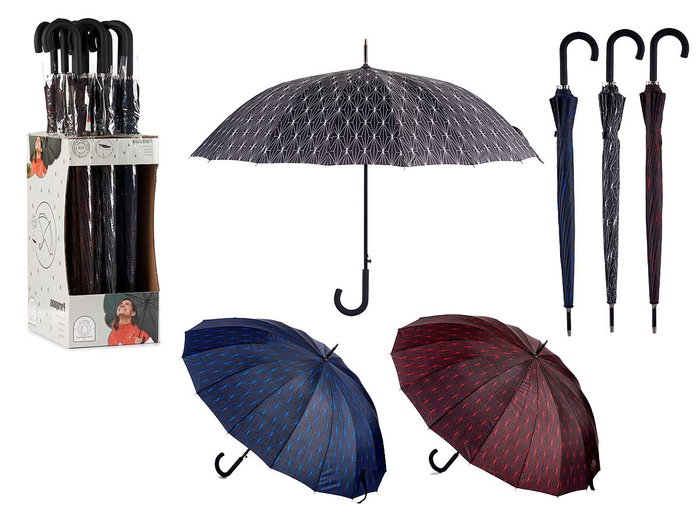 Arte Regal Paraguas 16 Varillas con Estampado Arte, 3 Colores, Dimensiones 12x5x93 cm, Abierto 106x106 cm (Set de 12) Arte Regal Paraguas 16 Varillas con Estampado Arte, 3 Colores, Dimensiones 12x5x93 cm, Abierto 106x106 cm (Set de 12)