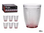 Vivalto Vaso de Cristal con Puntos para Agua 300 ml Rojo Transparente 8x8x10 cm (Set de 48)