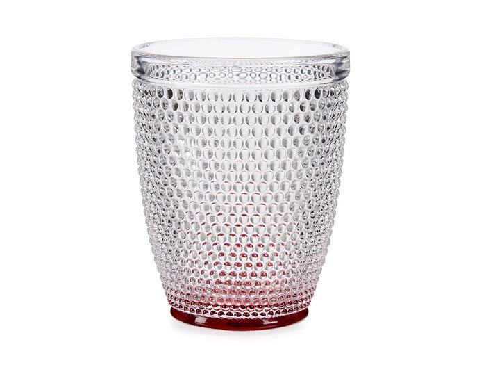 Vivalto Vaso de Cristal con Puntos para Agua 300 ml Rojo Transparente 8x8x10 cm (Set de 48)