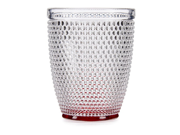 Vivalto Vaso de Cristal con Puntos para Agua 300 ml Rojo Transparente 8x8x10 cm (Set de 48)