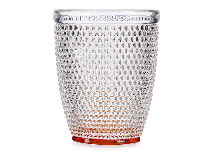 Vivalto Vaso de Cristal con Puntos para Agua 300ml Ámbar 8x8x10 cm (Set de 48)