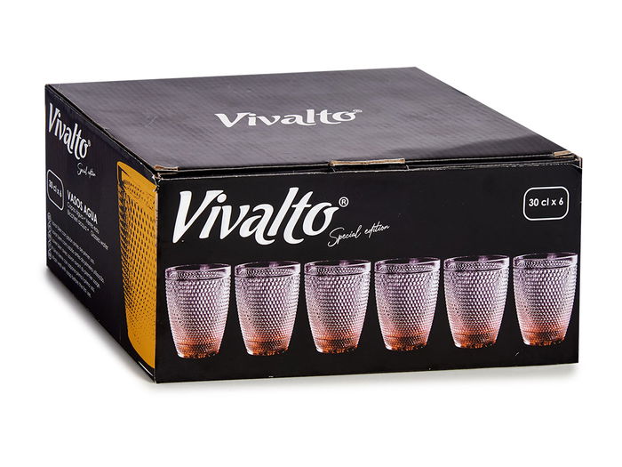 Vivalto Vaso de Cristal con Puntos para Agua 300ml Ámbar 8x8x10 cm (Set de 48)