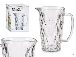 Vivalto Jarra Agua 1L Diamante Vidrio Transparente 12x19.5x17.7 cm (Set de 6)