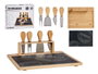 Kinvara Tabla de Quesos de Bambú y Pizarra con 4 Cuchillos | 34x27.5x15 cm (Set de 6)