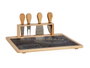Kinvara Tabla de Quesos de Bambú y Pizarra con 4 Cuchillos | 34x27.5x15 cm (Set de 6)