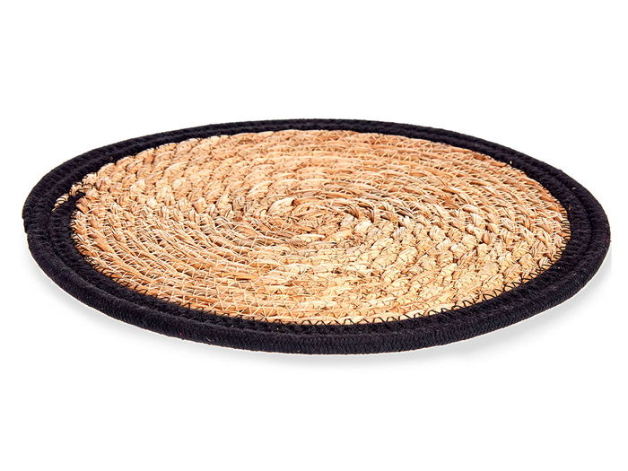 Giftdecor Tapete Natural con Borde Negro 30 cm x 30 cm x 1 cm Fibra Natural Color Natural y Negro (Set de 48)