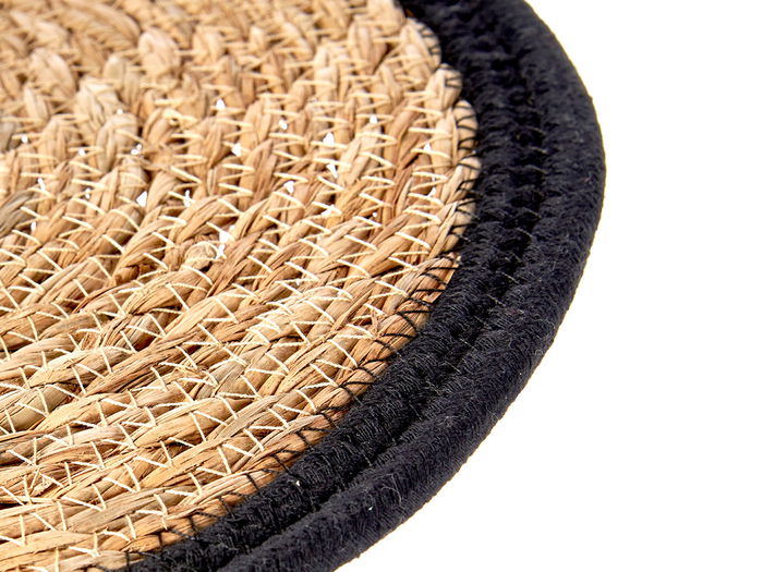 Giftdecor Tapete Natural con Borde Negro 30 cm x 30 cm x 1 cm Fibra Natural Color Natural y Negro (Set de 48)