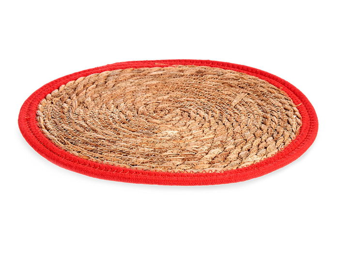 Giftdecor Tapete Natural Borde Rojo 35 x 35 cm Fibra Natural (Set de 48)