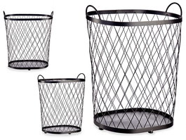 Giftdecor Cesto Metálico Negro con Asas 31x46.5x54.7 cm (Set de 4)