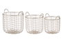 Giftdecor Set 3 Cestos Metálicos Redondos Champagne Con Asas, Oro, 40x42.5x40 cm
