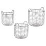 Giftdecor Set de 3 Cestos Metálicos Redondos Plateado con Asas