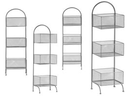 Giftdecor Estanteria Metálicos Rectangular 3 Pisos Plateado Metal 20 x 99 x 32.5 cm (Set de 4)