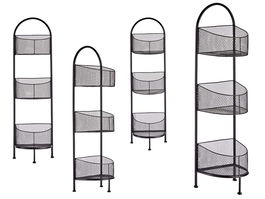 Giftdecor Estantería Metálica Ovalada 3 Pisos Negro 21x28x97 cm (Set de 4)