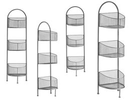 Giftdecor Estanteria Metalica Ovalada 3 Pisos Plateado 21x97x28 cm (Set de 4)