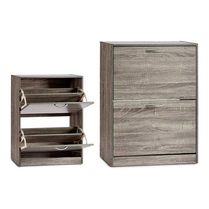 Giftdecor Zapatero de Madera 2 Pisos Gris Oscuro