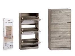 Giftdecor Zapatero de Madera 3 Pisos, Color Gris Oscuro, 60 cm de Ancho x 116 cm de Alto x 24 cm de Fondo