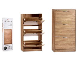 Giftdecor Zapatero de Madera de 3 Pisos en Color Roble Beige - Mueble para Zapatos 60 x 116 x 24 cm