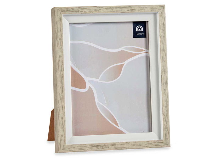 Giftdecor Portafotos Natural Borde Blanco 15x20 cm Plástico y Vidrio (Set de 24)