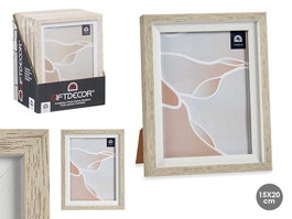 Giftdecor Portafotos Natural Borde Blanco 15x20 cm Plástico y Vidrio (Set de 24)