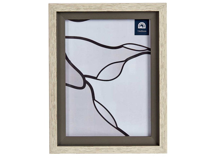 Giftdecor Portafotos Natural Borde Gris 15x20 cm, Plástico y Vidrio (24 Unidades)