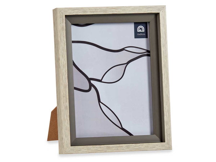 Giftdecor Portafotos Natural Borde Gris 15x20 cm, Plástico y Vidrio (24 Unidades)