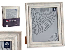 Giftdecor Portafotos Efecto Madera Plata 20x25 cm (Set de 24)