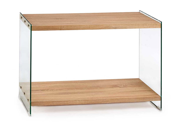 Giftdecor Mesa Recibidor Doble Capa Madera y Cristal Transparente 40x76x120 cm