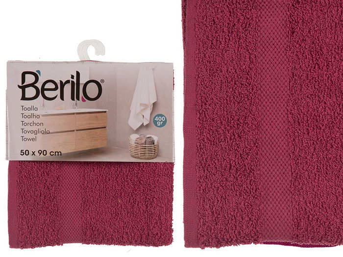 Berilo Toalla Lisa 90x50 cm, Color Granate, Algodón y Poliéster (Set de 24) Berilo Toalla Lisa 90x50 cm, Color Granate, Algodón y Poliéster (Set de 24)