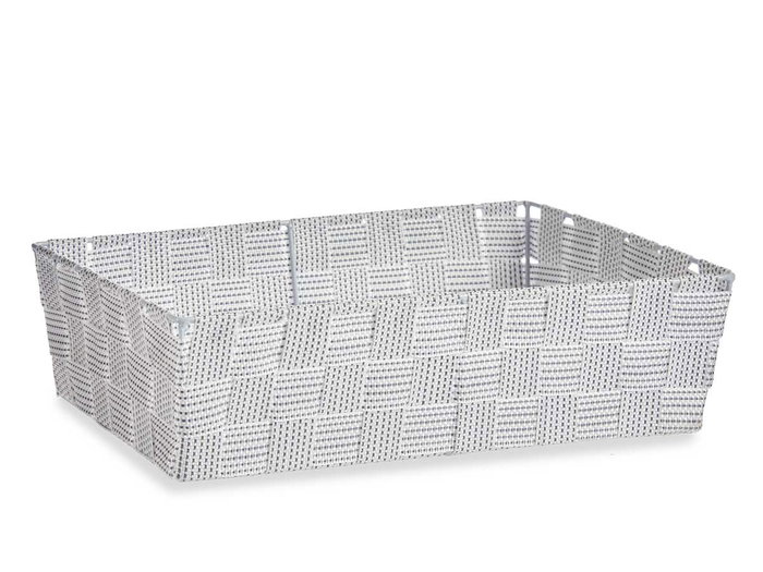 Kipit Cesta Tela Rectangular sin Asas 34 cm x 21 cm x 8.5 cm Blanco Poliester (Set de 18)