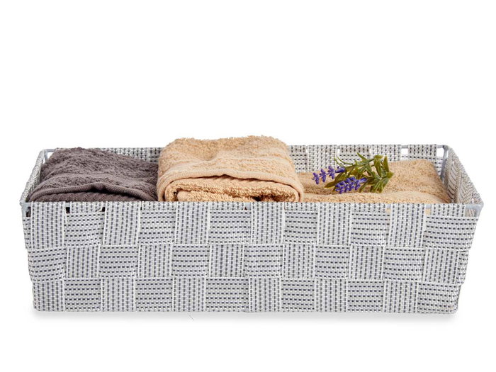 Kipit Cesta Tela Rectangular sin Asas 34 cm x 21 cm x 8.5 cm Blanco Poliester (Set de 18)