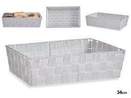 Kipit Cesta Tela Rectangular sin Asas 34 cm x 21 cm x 8.5 cm Blanco Poliester (Set de 18)