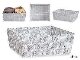 Kipit Cesta Tela Sin Asas Blanca 24 cm (20x24x8 cm) Poliester (Set de 24)