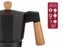 Kinvara Cafetera de Aluminio 6 Tazas Negra con Asa de Madera
